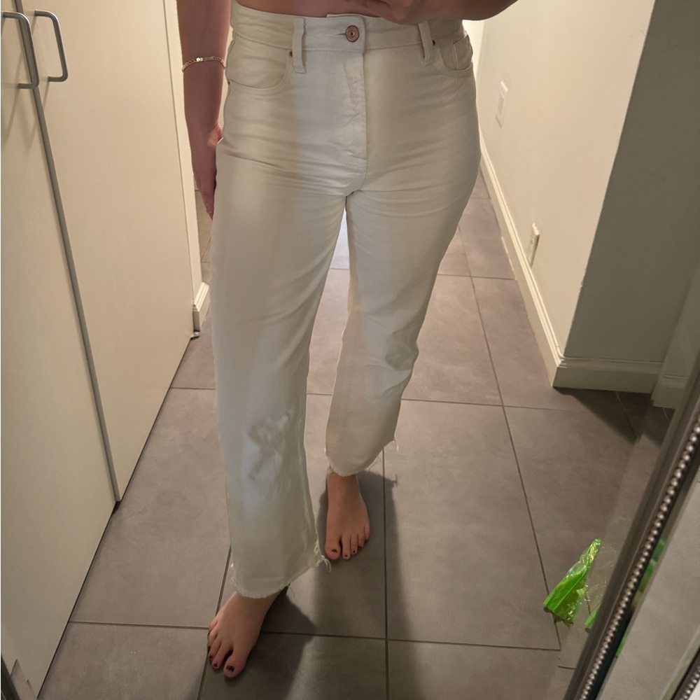 Zara Women's Straight Leg Cream Jeans
